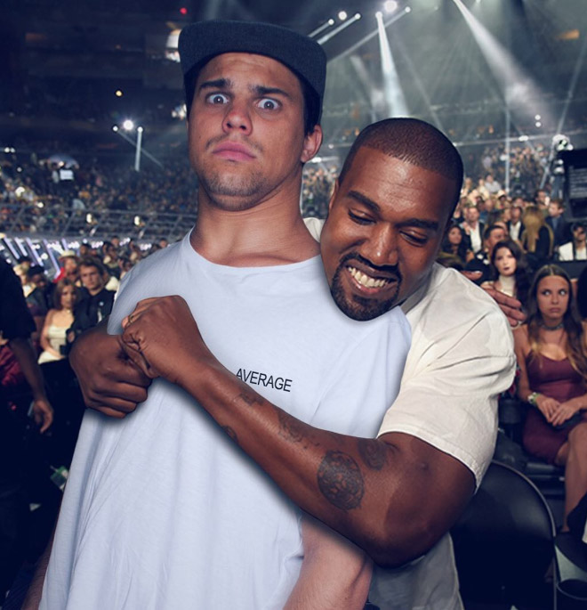 Unwanted hug by Kanye West.