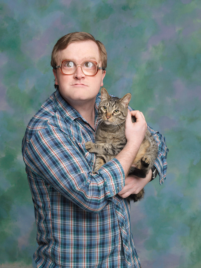 Bubbles with one of his kitties.