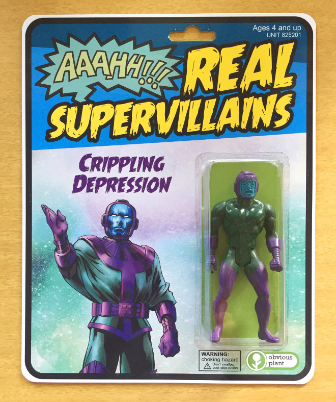 Crippling depression action figure.