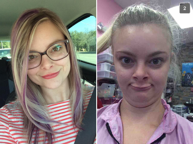Same girl, different selfies.