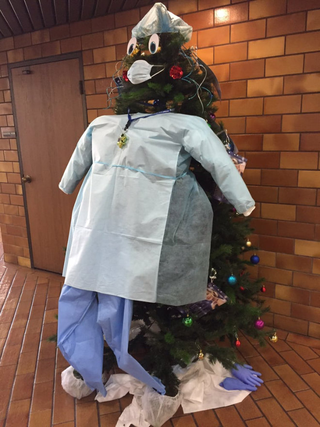 Funny hospital Christmas tree.