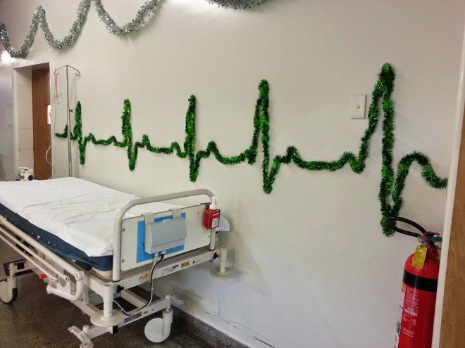 Funny Christmas hospital decoration.