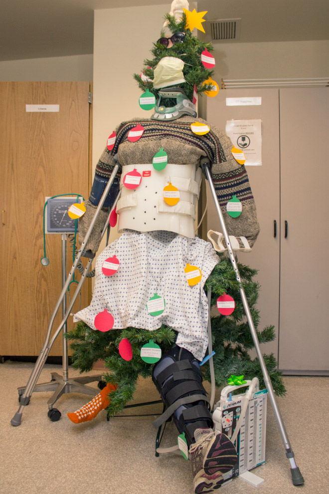 Hilarious hospital Christmas tree.