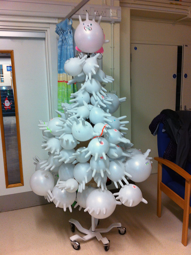 Lovely DIY hospital Christmas tree.