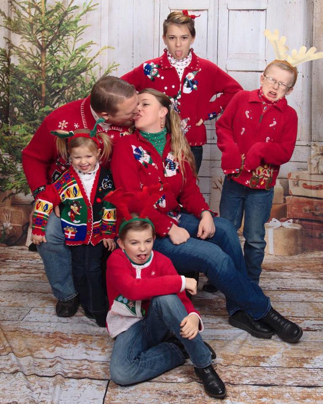 Funny Christmas family photo.