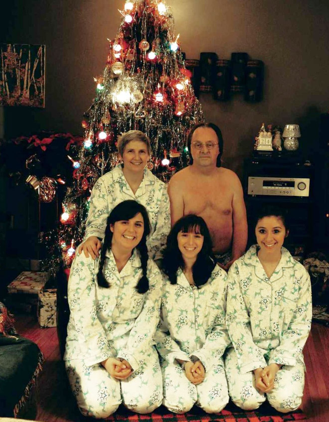 Creepy family Christmas photo.