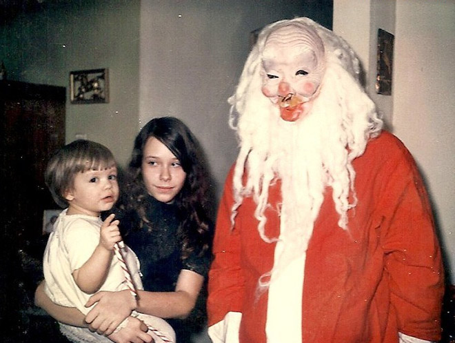 Creepy Christmas photo with Santa.