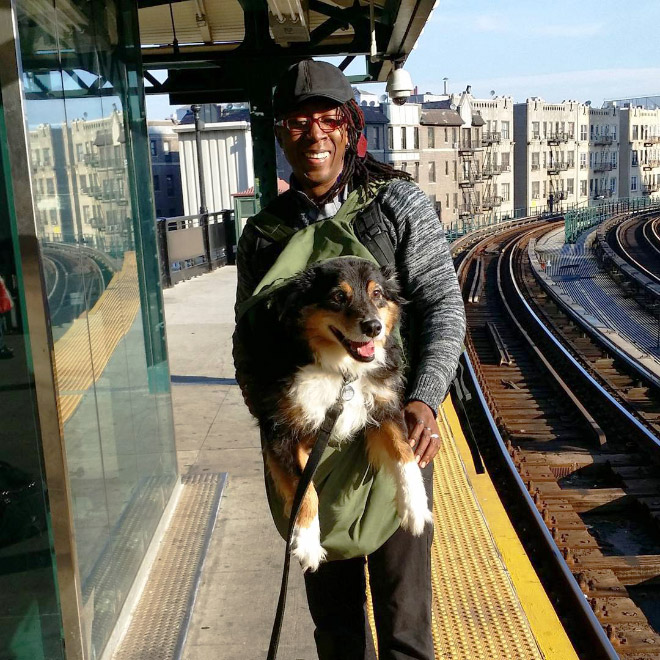 NYC dog and his owner.