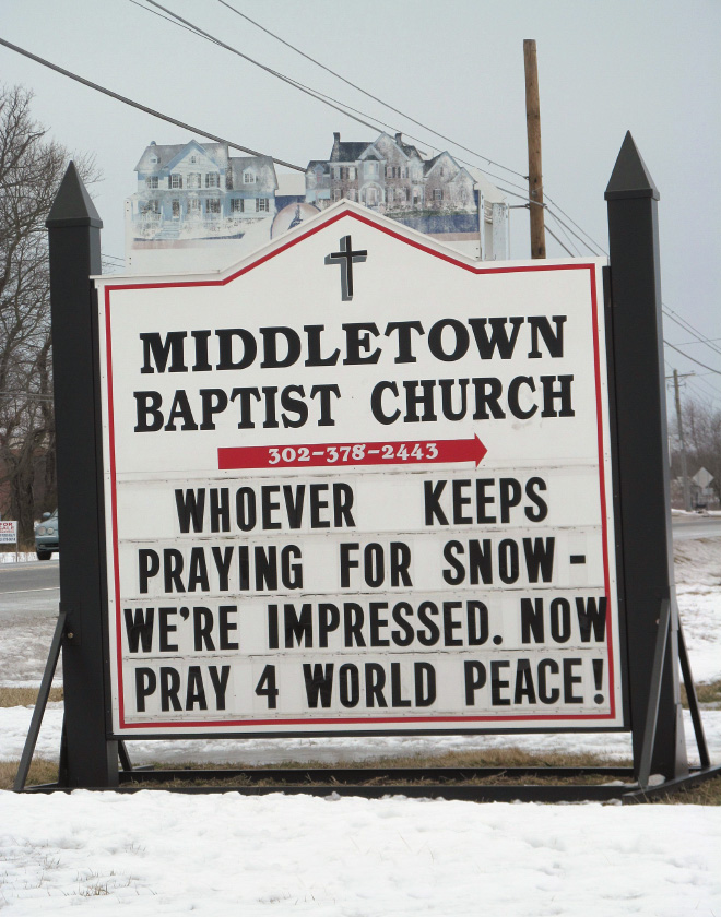 Stop praying for snow. Start praying for world peace!