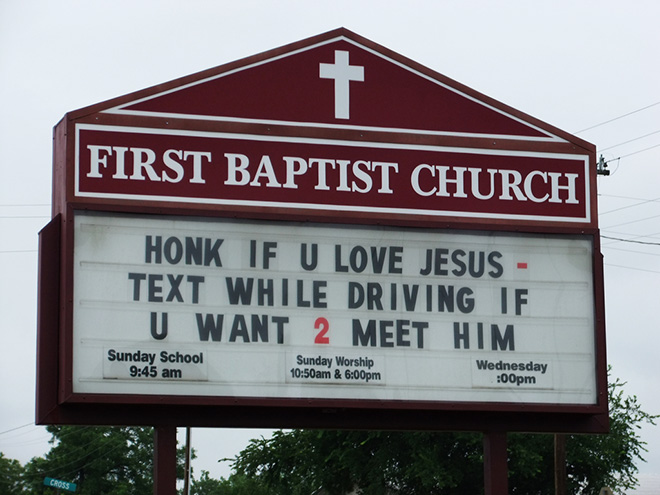 Honk if you love Jesus!