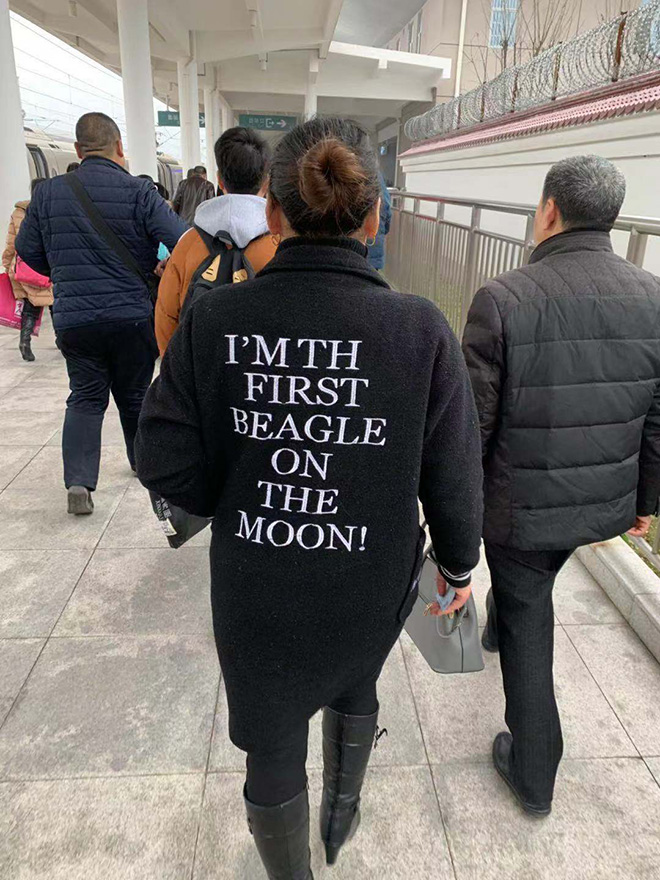 She's the first beagle on the Moon.