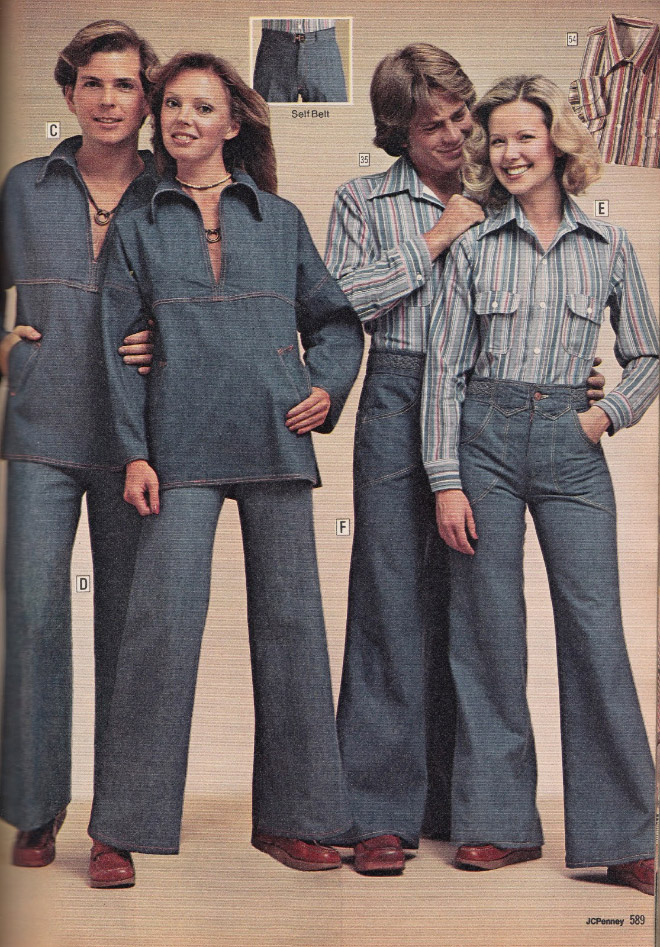 Weird matching outfits from 1970s fashion magazine ads.