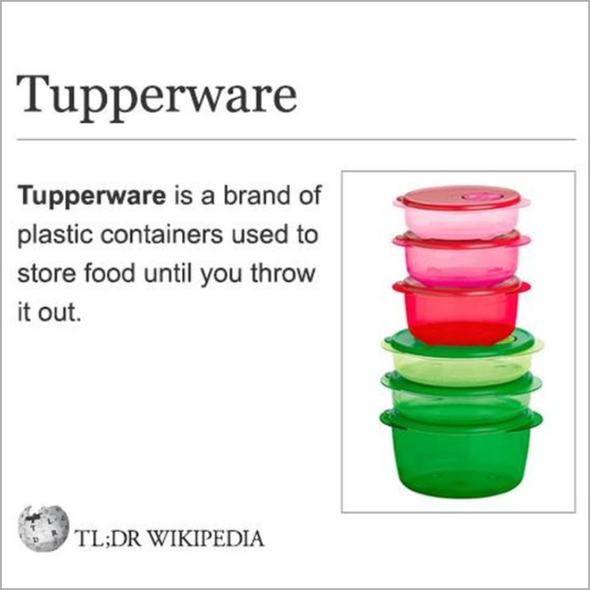 The definition of tupperware.