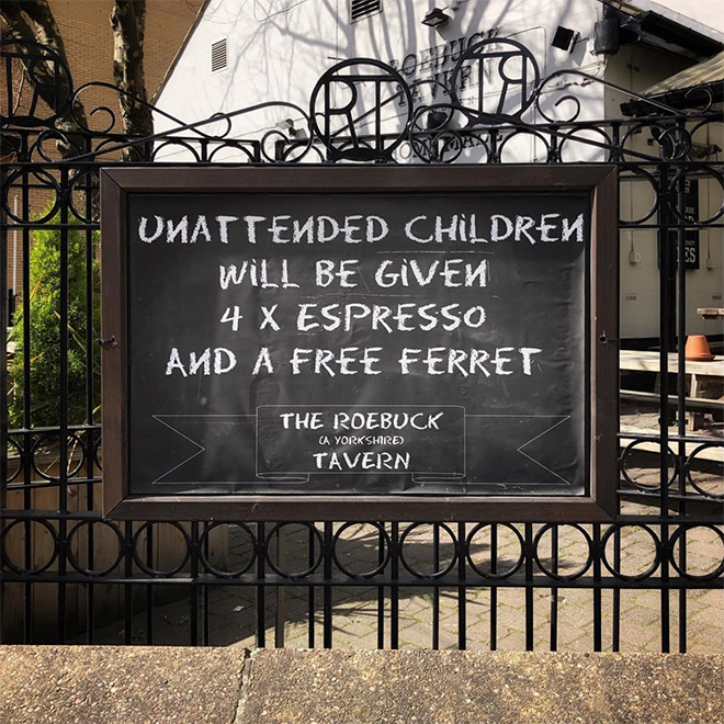 Brilliant "unattended children" warning sign.
