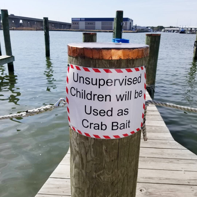 Brilliant "unattended children" warning sign.