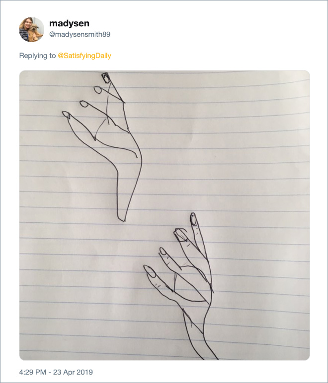 Failed attempt at drawing a human hand.