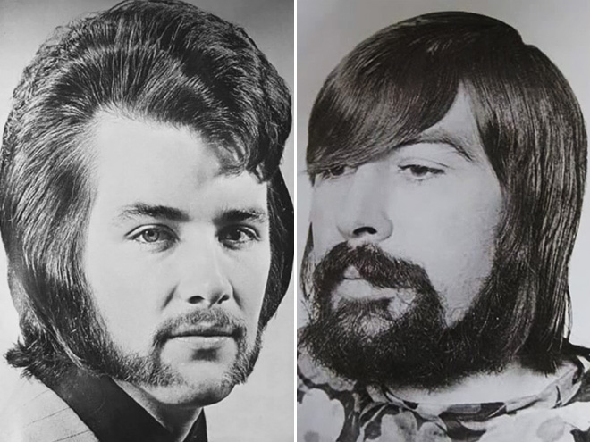 Typical men's hairstyle in 1970s.