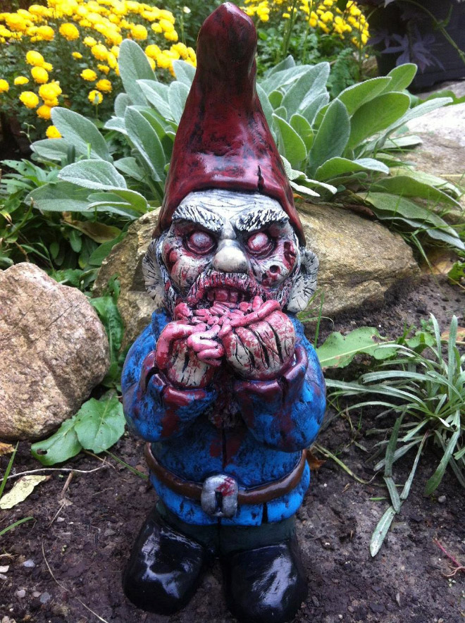 Creepy zombie garden gnome.