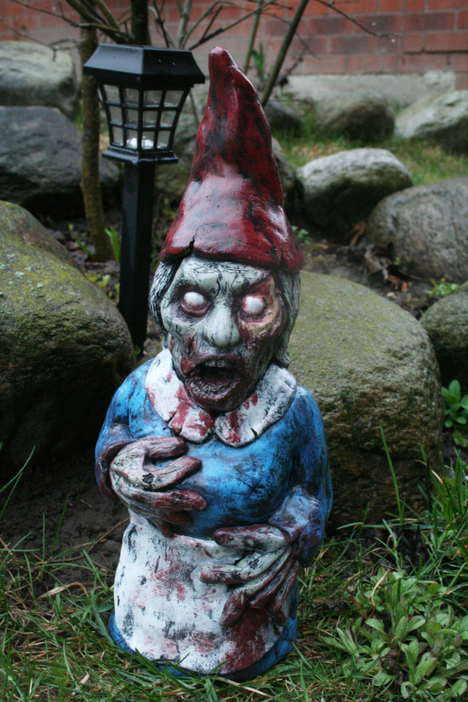 Creepy zombie garden gnome.