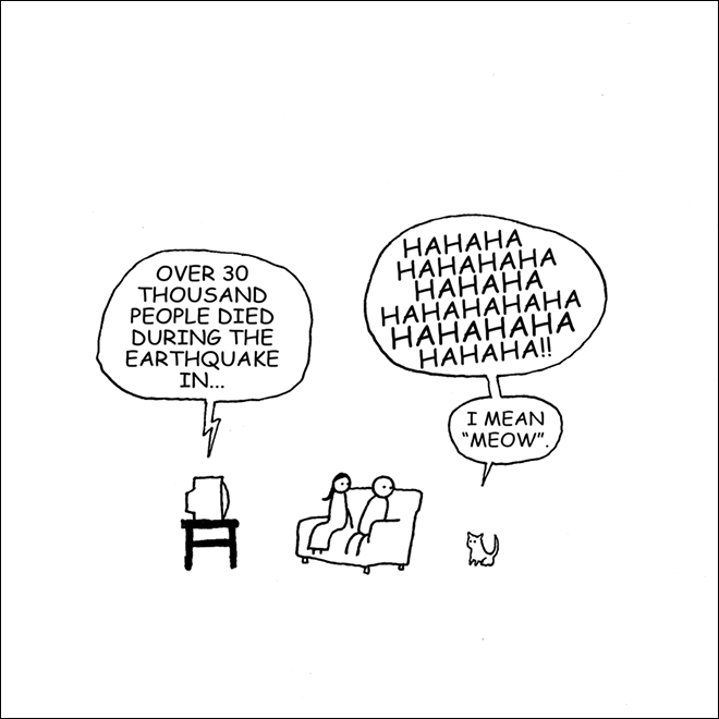 Brilliant dark humor cartoon by Hugleikur Dagsson.