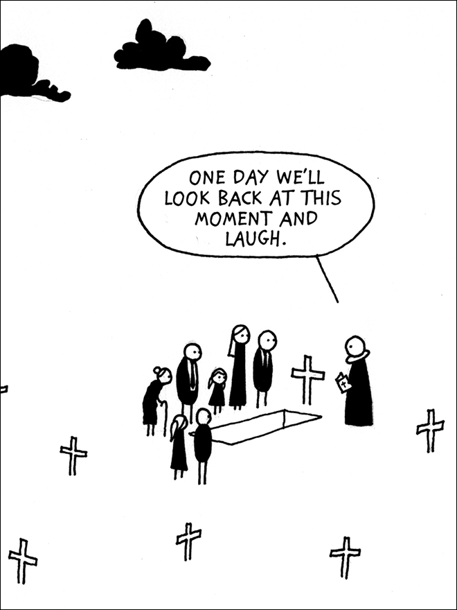 Brilliant dark humor cartoon by Hugleikur Dagsson.