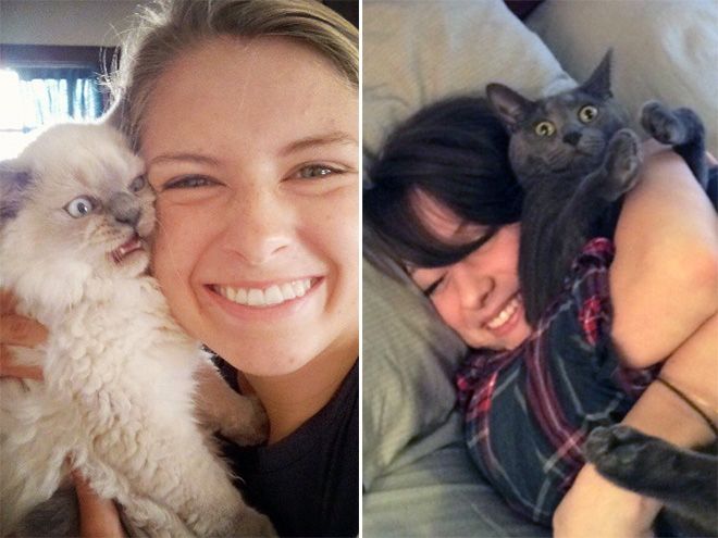 Not all cats like participating in selfies.