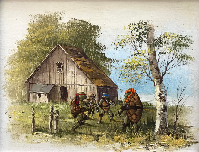 Brilliantly improved thrift store painting.