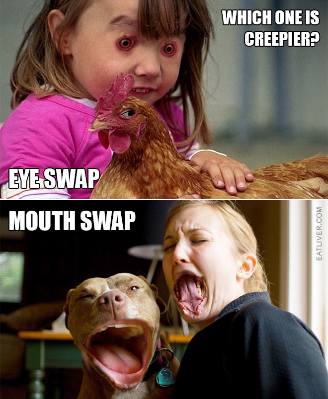 Which one is creepier: eye swap or mouth swap?