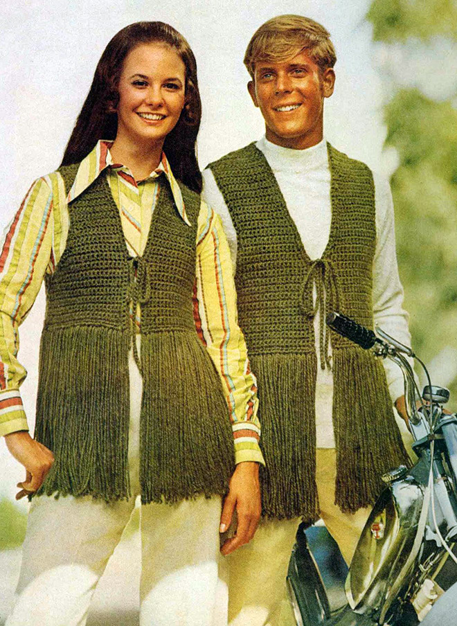 Ridiculous 1970s matching couple outfits.