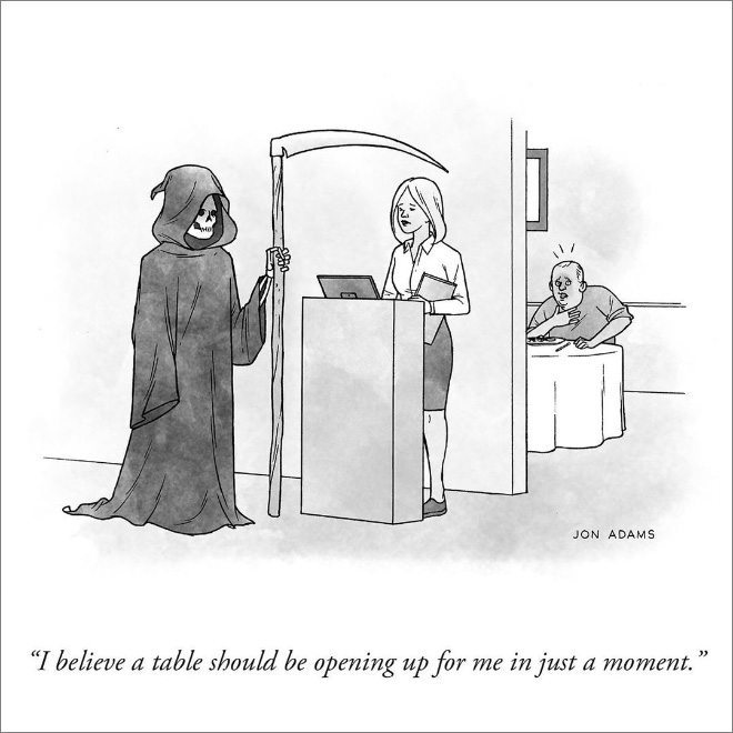 Funny cartoon by Jon Adams.